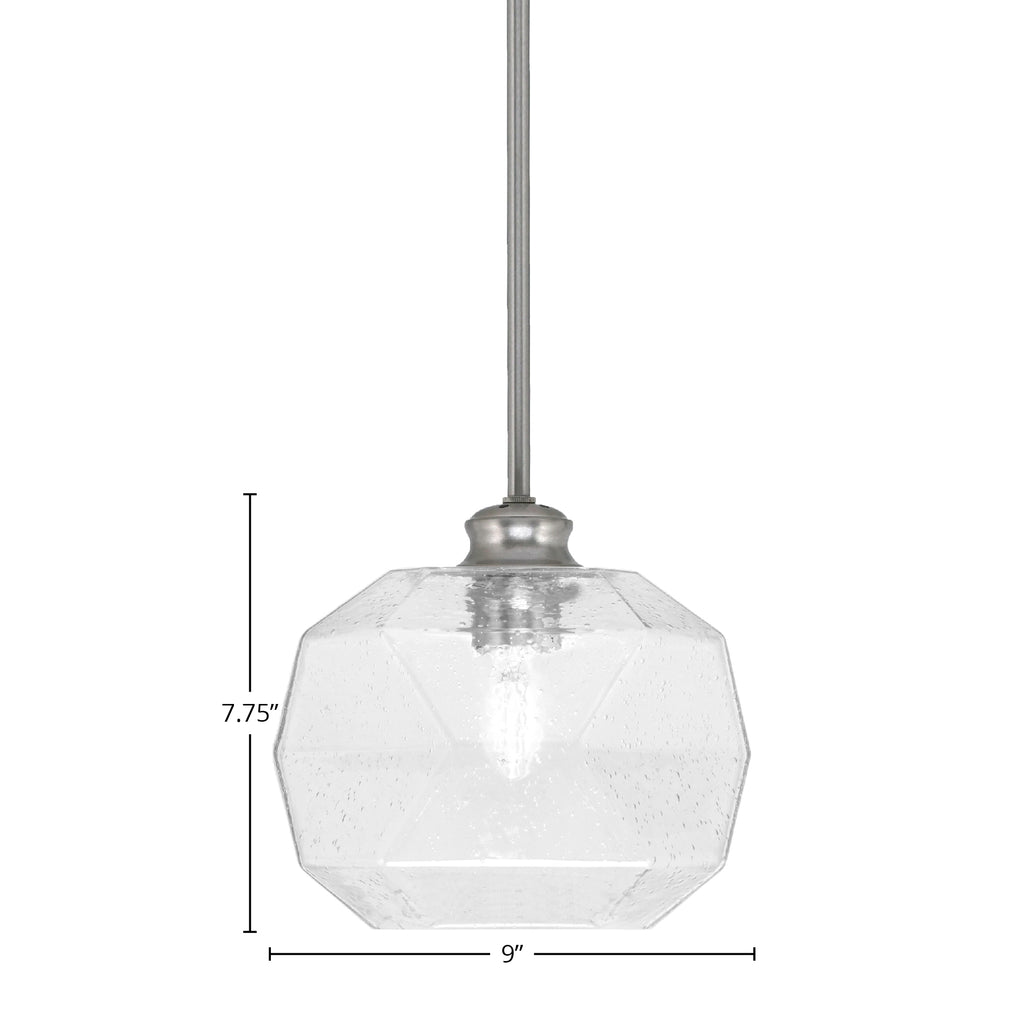 Rocklin One Light Pendant in Brushed Nickel with 8.75" Clear Bubble Shade