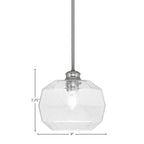 Rocklin One Light Pendant in Brushed Nickel with 8.75" Clear Bubble Shade