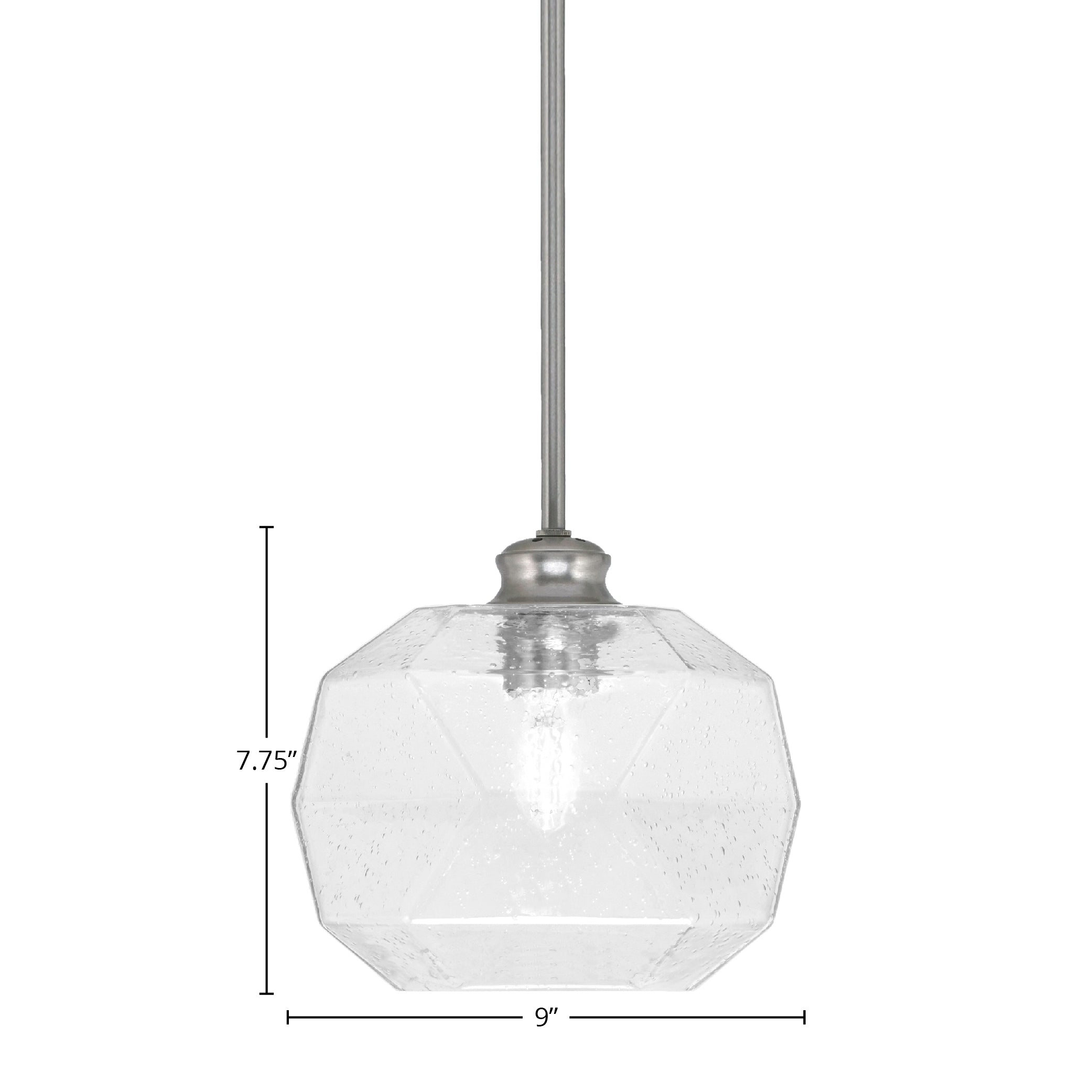 Rocklin One Light Pendant in Brushed Nickel with 8.75" Clear Bubble Shade