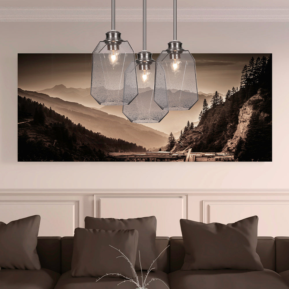 Rocklin One Light Pendant in Brushed Nickel with 8.75" Clear Bubble Shade