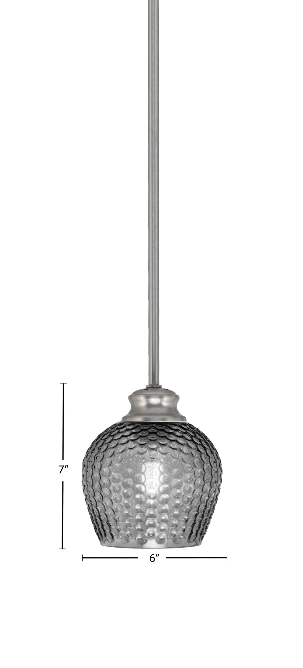 Zola One Light Pendant in Brushed Nickel with 6" Smoke Textured Shade