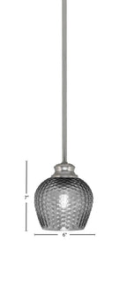 Zola One Light Pendant in Brushed Nickel with 6" Smoke Textured Shade