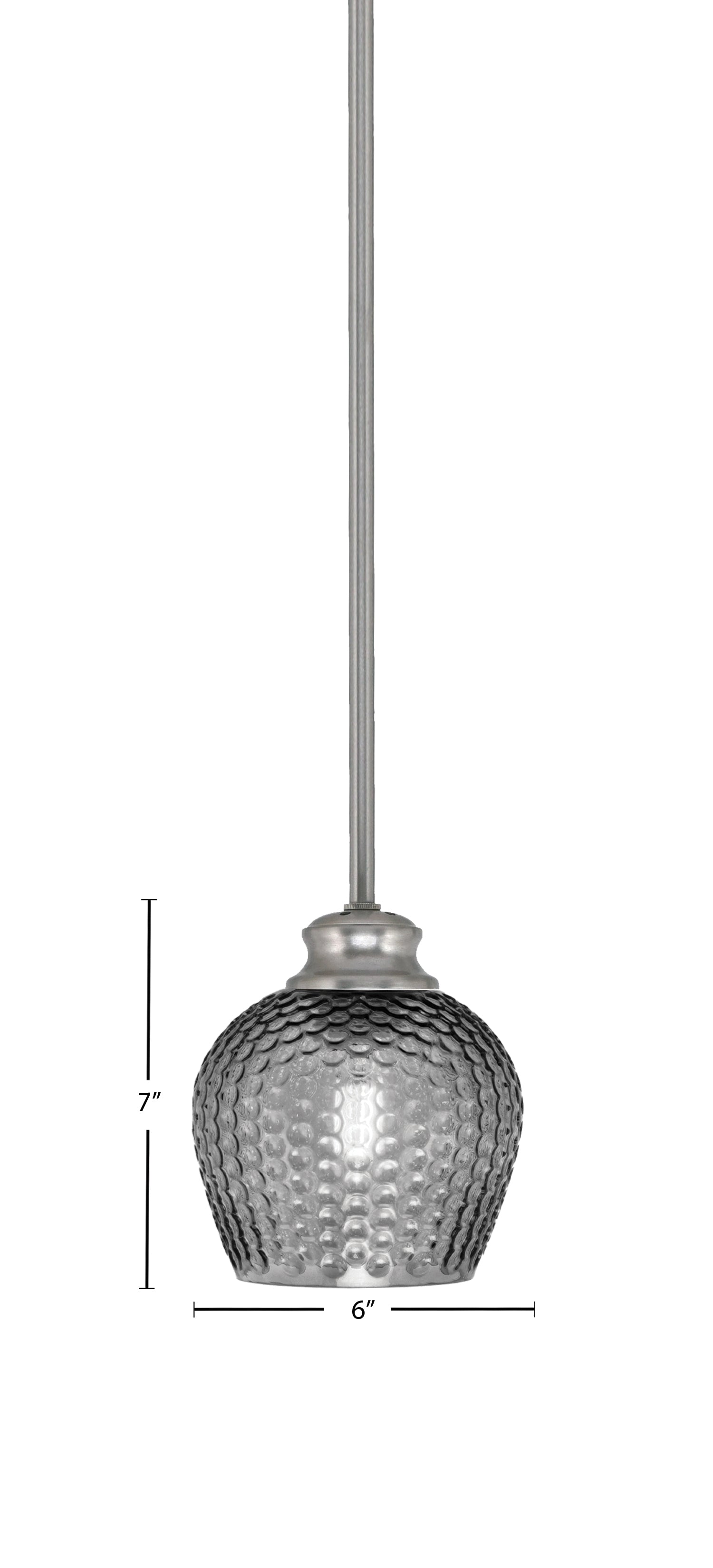 Zola One Light Pendant in Brushed Nickel with 6" Smoke Textured Shade