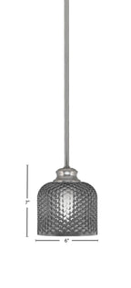 Zola One Light Pendant in Brushed Nickel with 6" Smoke Textured Shade