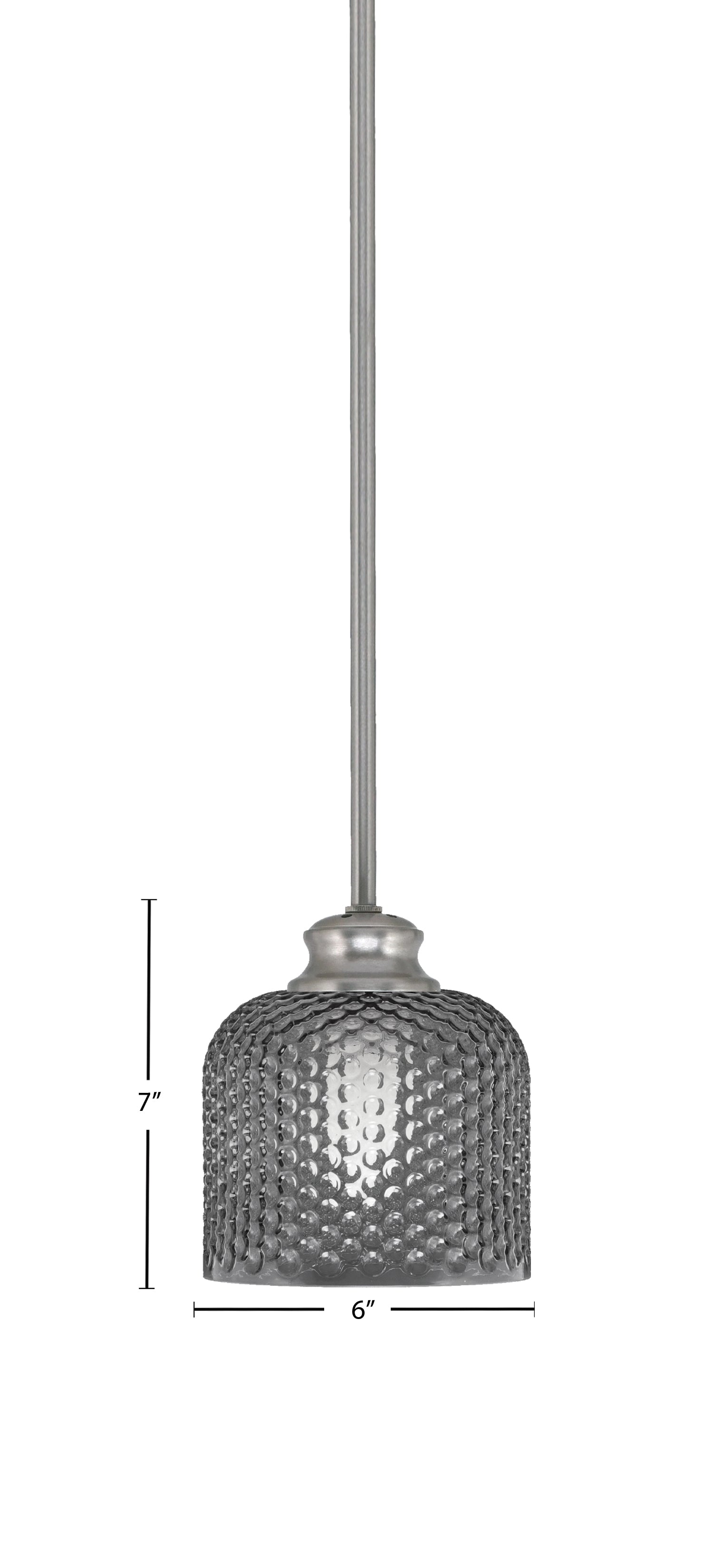 Zola One Light Pendant in Brushed Nickel with 6" Smoke Textured Shade