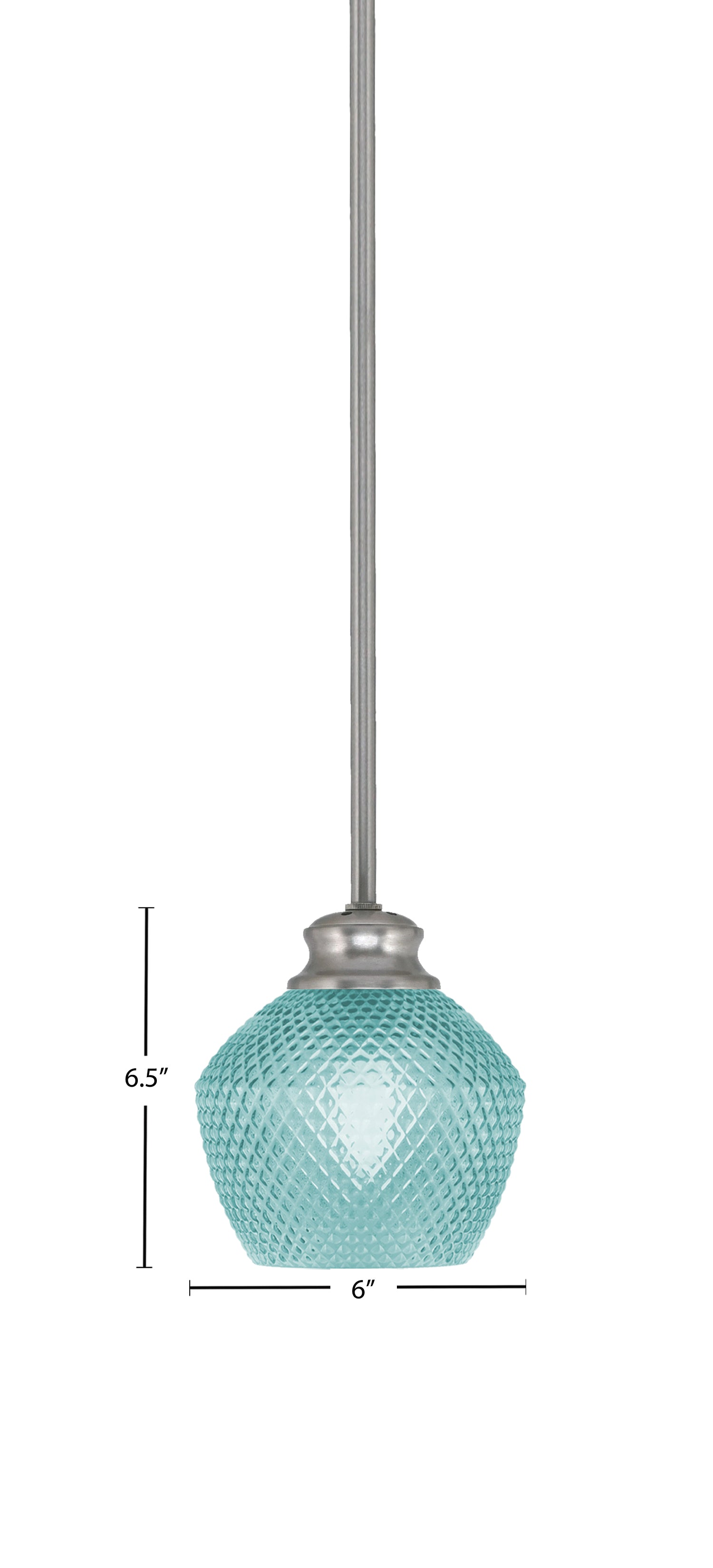 Zola One Light Pendant in Brushed Nickel with 6" Turquoise Textured Shade