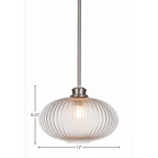 Carina One Light Pendant in Brushed Nickel with 12" Micro Bubble Ribbed Shade