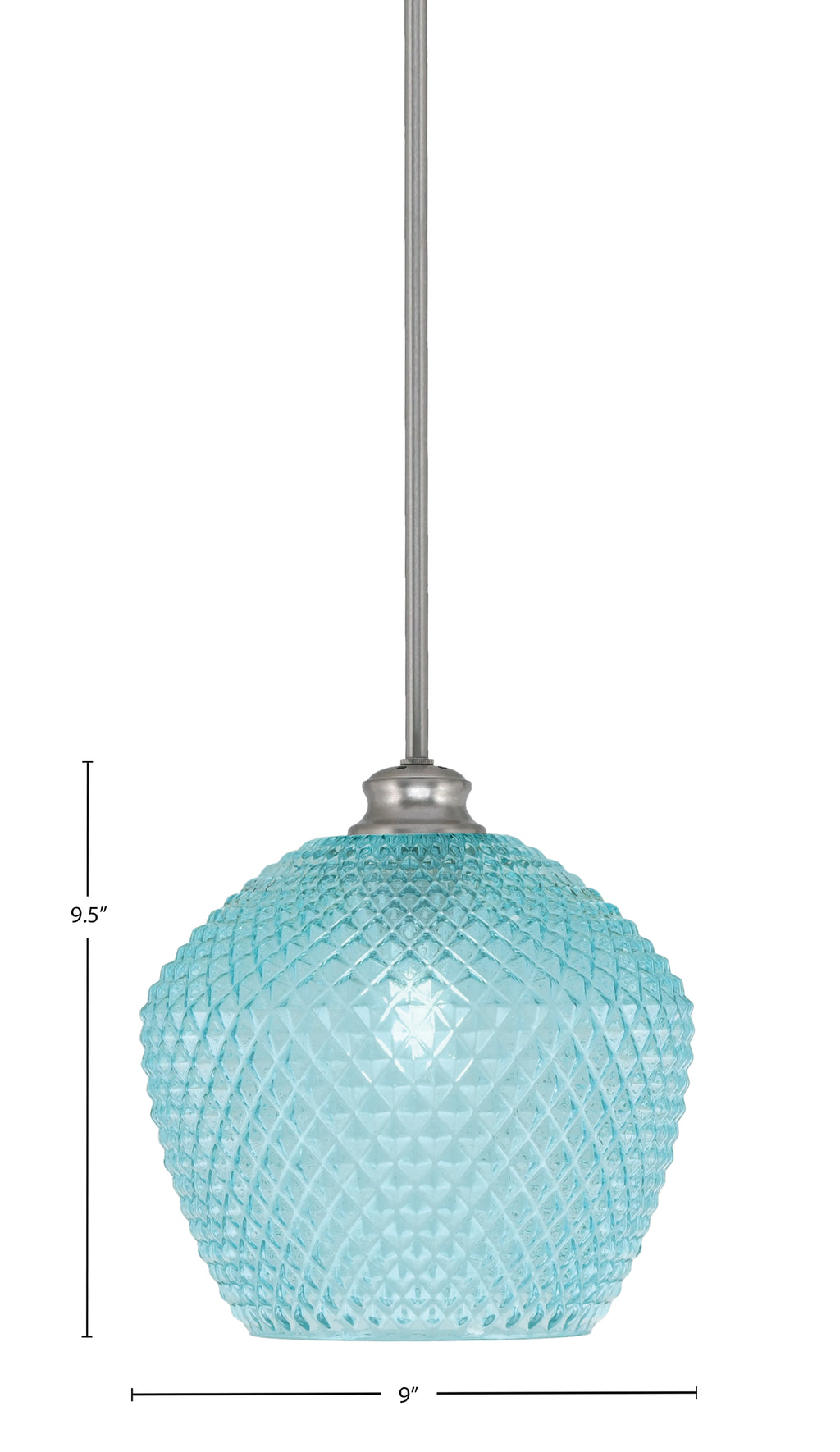 Zola One Light Pendant in Brushed Nickel with Turquoise Textured Shade