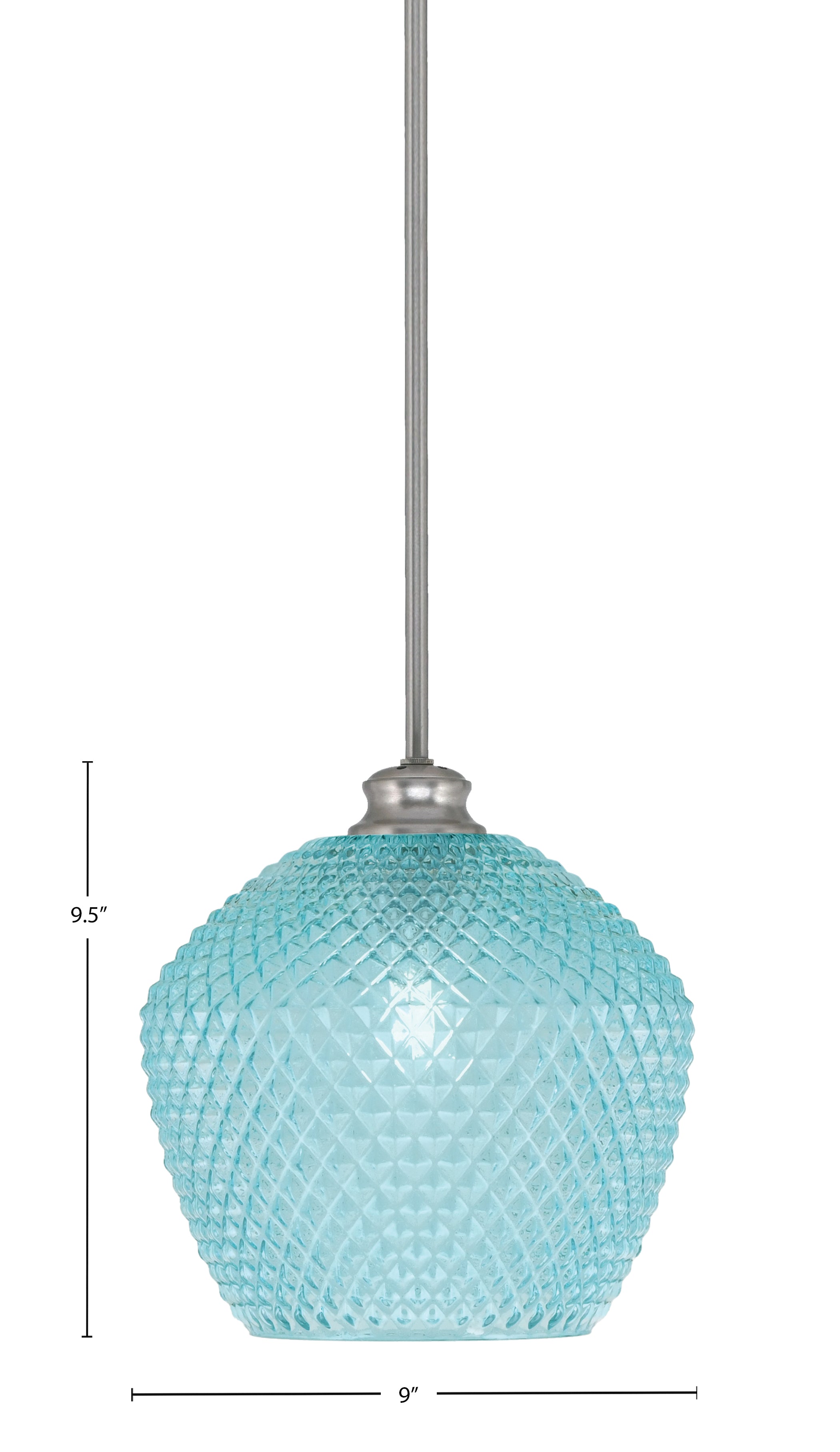 Zola One Light Pendant in Brushed Nickel with Turquoise Textured Shade