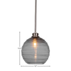 Malena One Light Pendant in Brushed Nickel with 10" Smoke Ribbed Shade