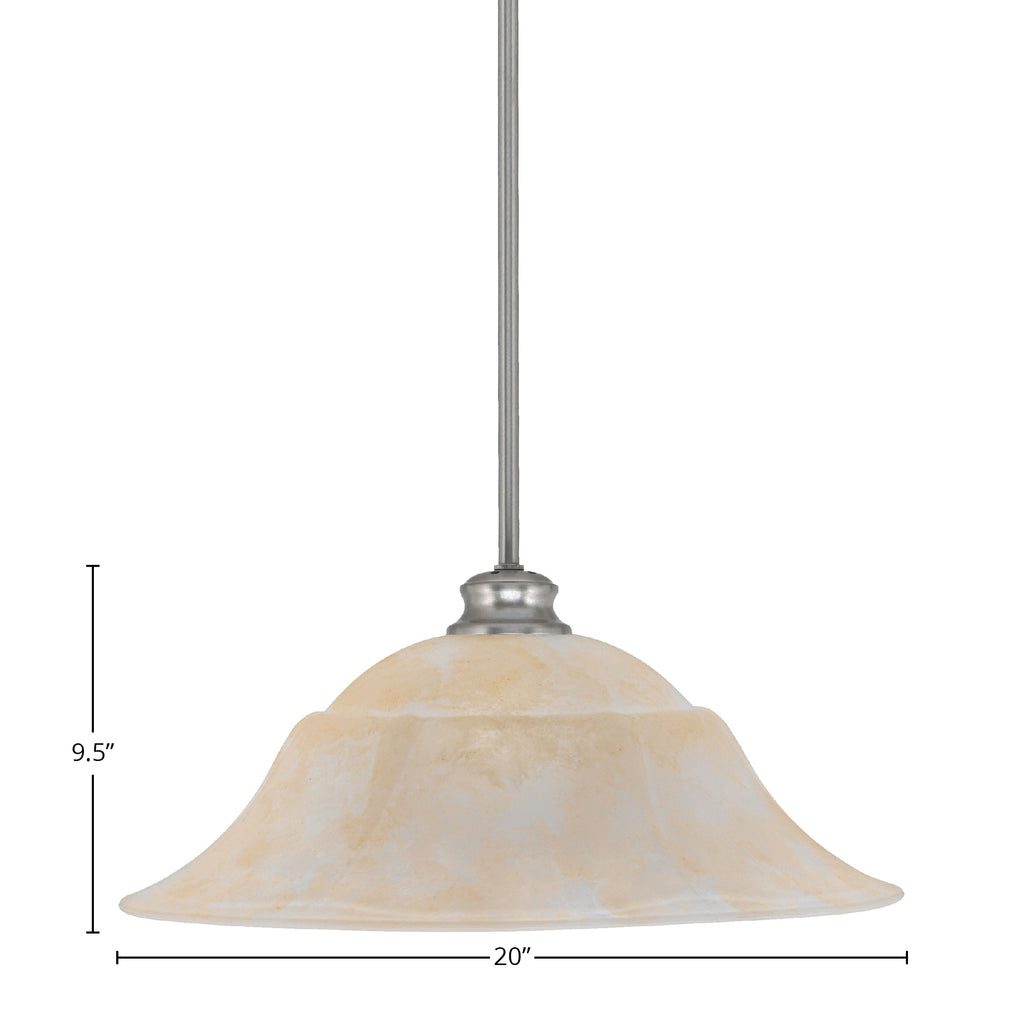 Stem One Light Pendant in Brushed Nickel with 20" Amber Marble Shade