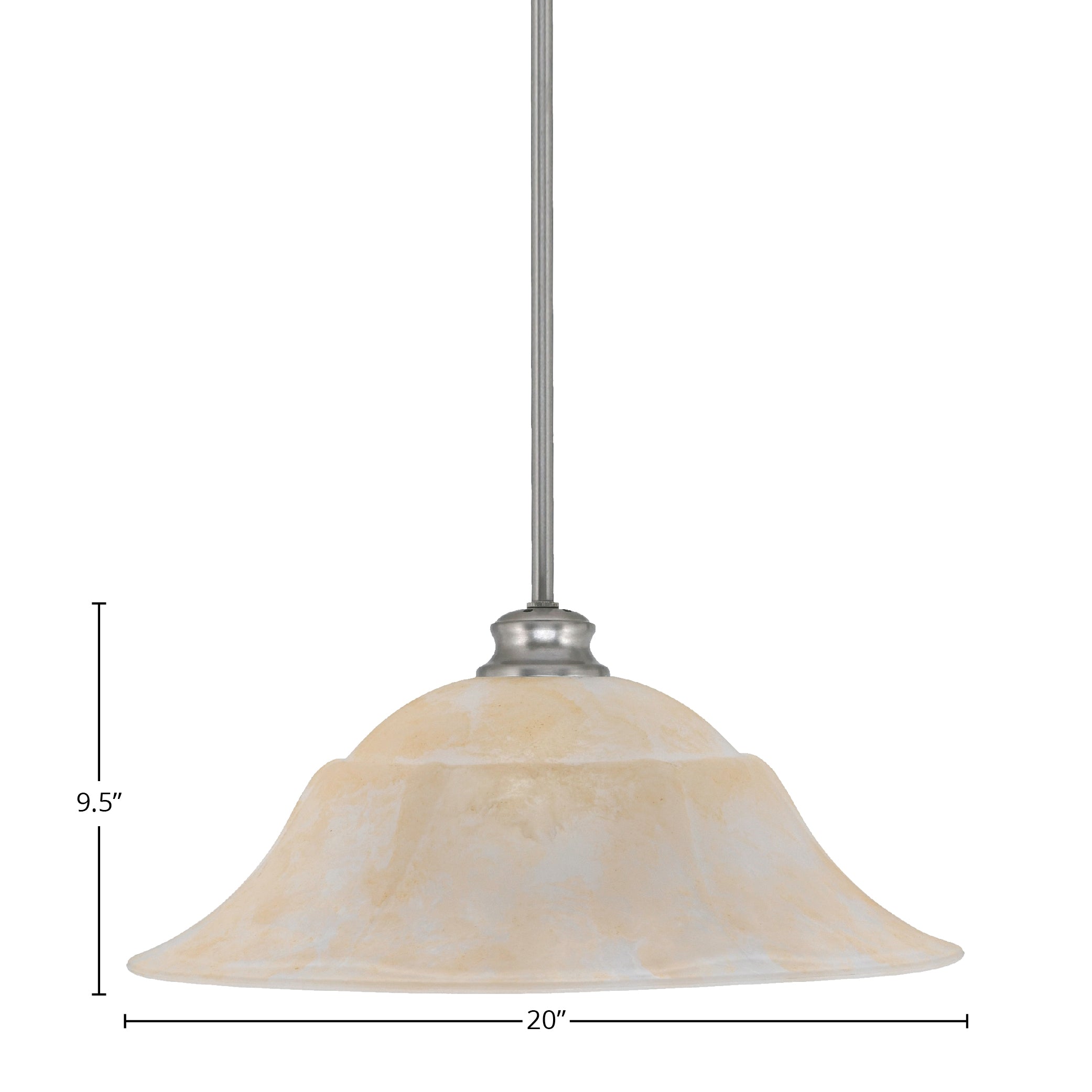 Stem One Light Pendant in Brushed Nickel with 20" Amber Marble Shade