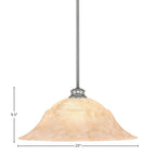 Stem One Light Pendant in Brushed Nickel with 20" Italian Marble Shade