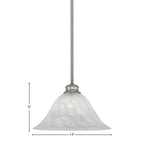 Stem One Light Pendant in Brushed Nickel with 14" White Alabaster Swirl Shade