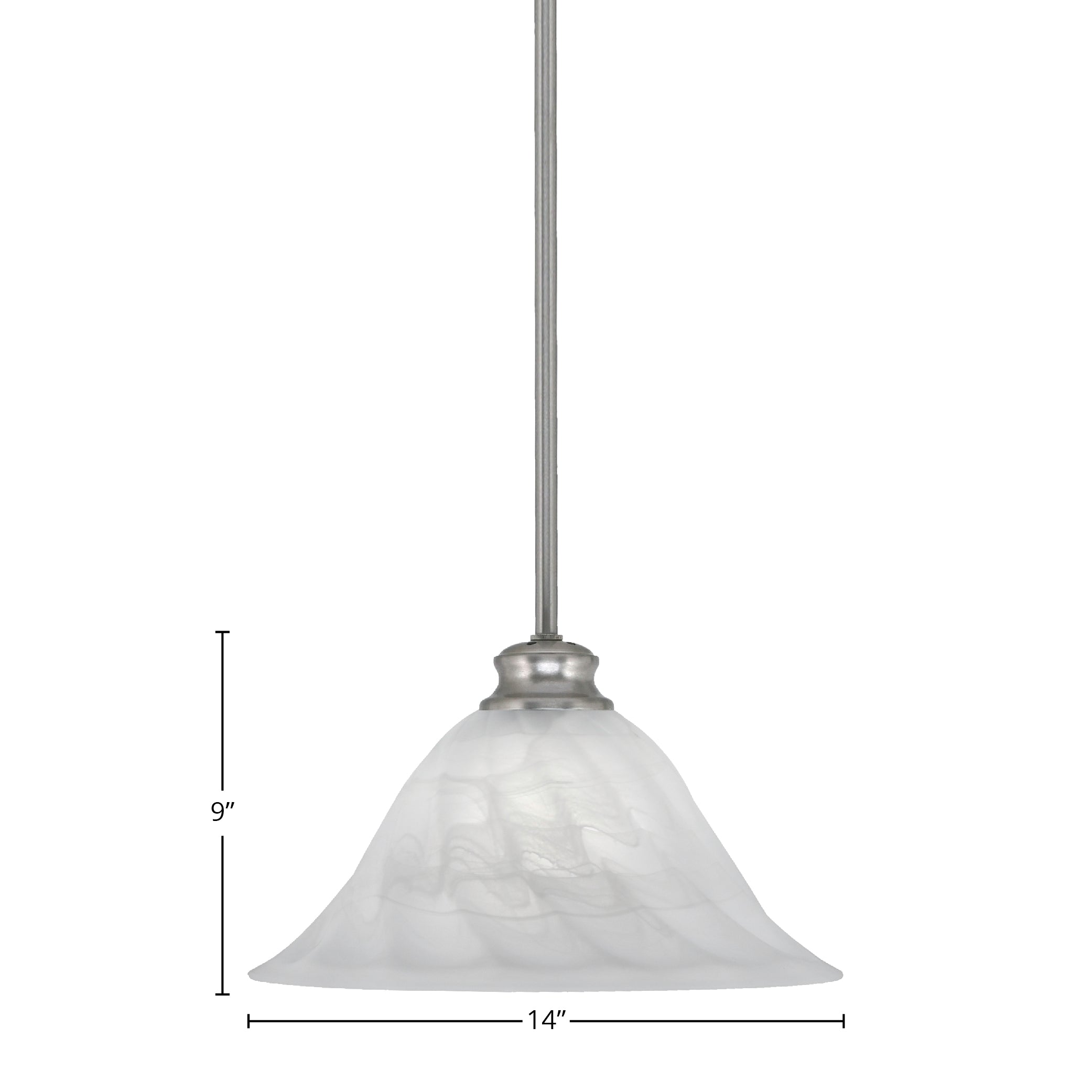 Stem One Light Pendant in Brushed Nickel with 14" White Alabaster Swirl Shade