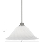 Stem One Light Pendant in Brushed Nickel with 20" White Alabaster Swirl Shade