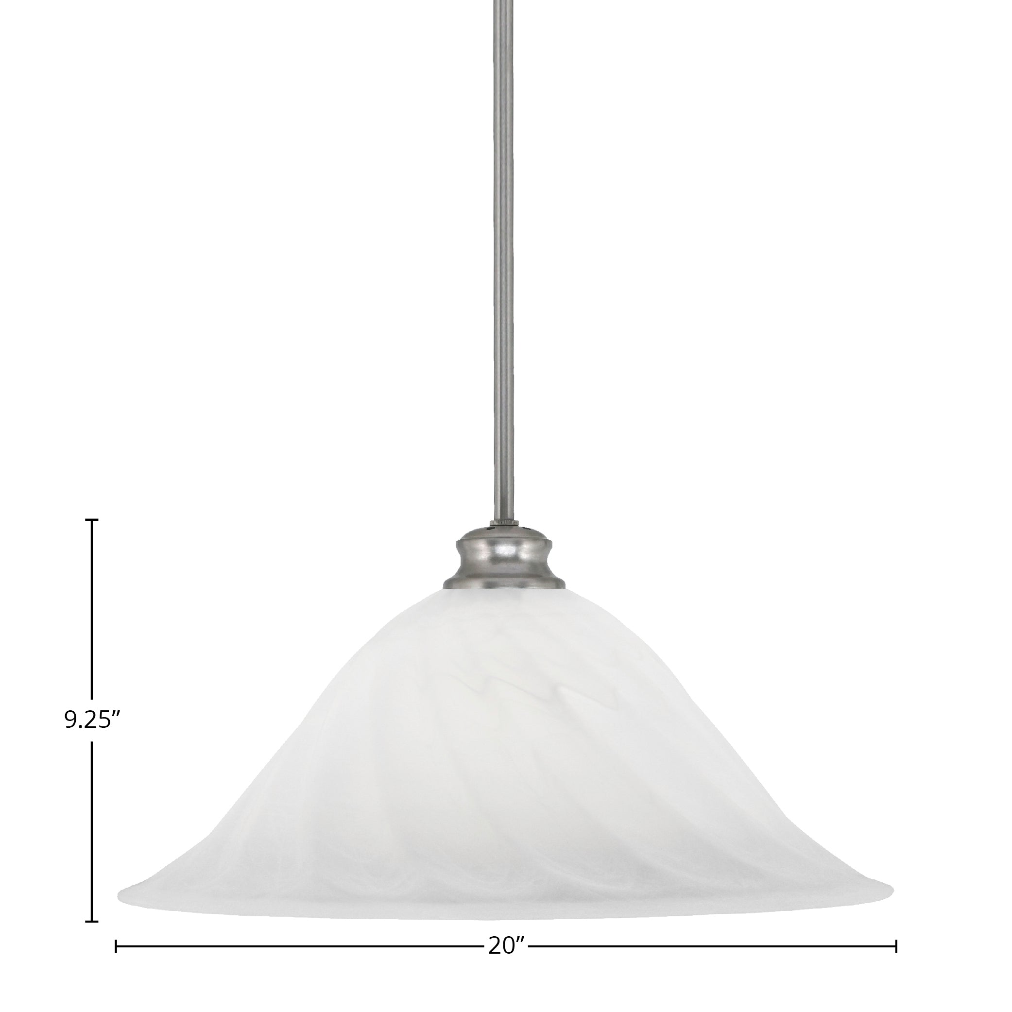 Stem One Light Pendant in Brushed Nickel with 20" White Alabaster Swirl Shade