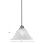 Stem One Light Pendant in Brushed Nickel with 14" White Alabaster Swirl Shade