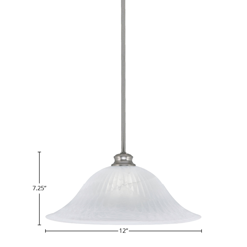 Stem One Light Pendant in Brushed Nickel with 20" White Alabaster Swirl Shade
