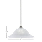 Stem One Light Pendant in Brushed Nickel with 20" White Alabaster Swirl Shade
