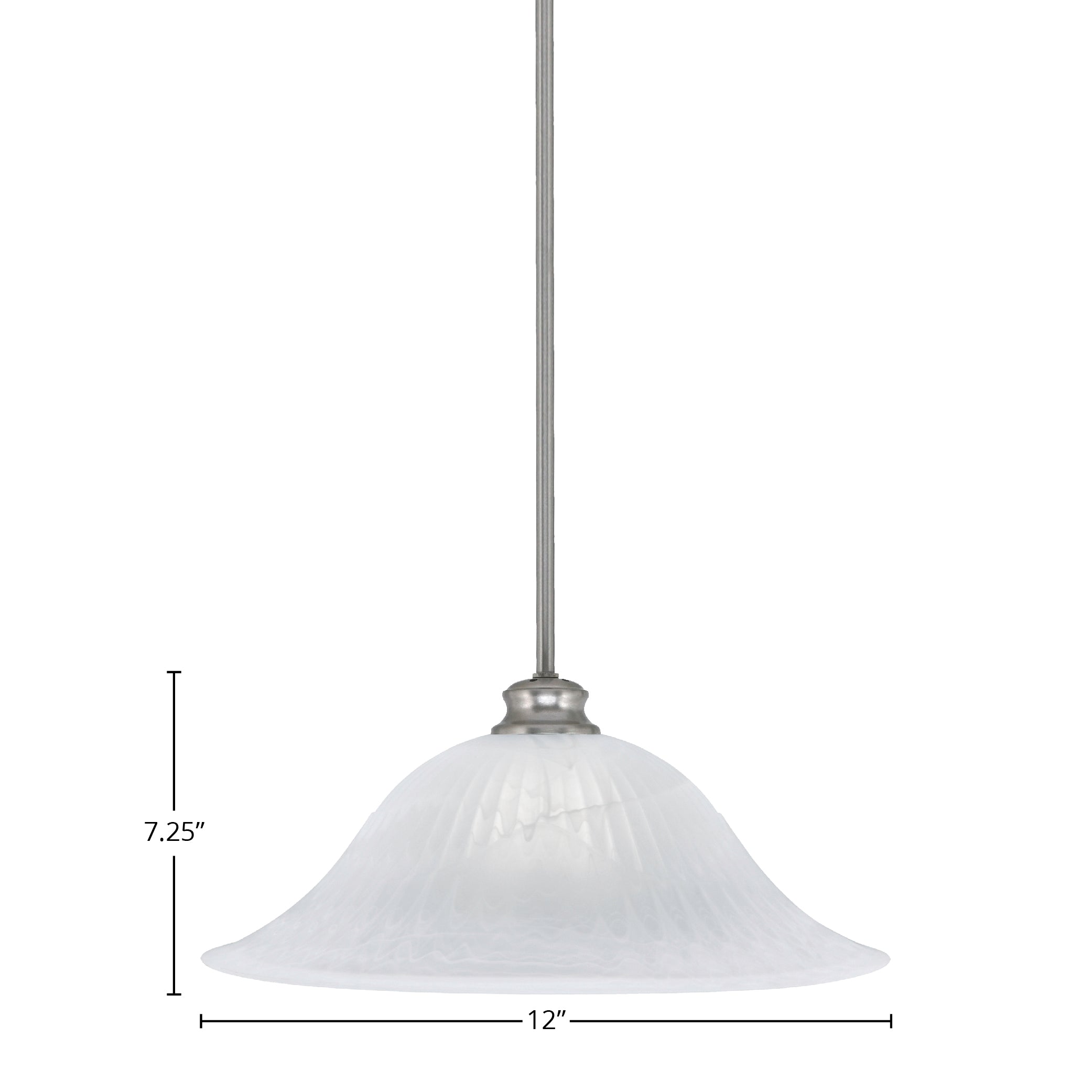 Stem One Light Pendant in Brushed Nickel with 20" White Alabaster Swirl Shade