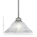 Stem One Light Pendant in Brushed Nickel with 12" White Alabaster Swirl Shade