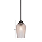 Cordova One Light Pendant in Matte Black with 5" Clear Textured Shade