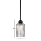 Cordova One Light Pendant in Matte Black with 5" Silver Textured Shade