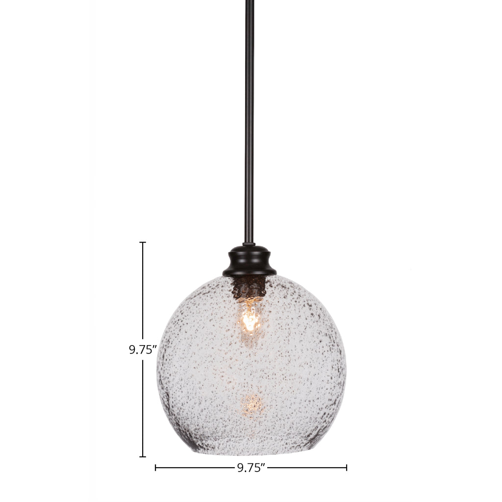 Kimbro One Light Pendant in Matte Black with 9.5" Smoke Bubble Shade