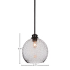 Kimbro One Light Pendant in Matte Black with 9.5" Smoke Bubble Shade