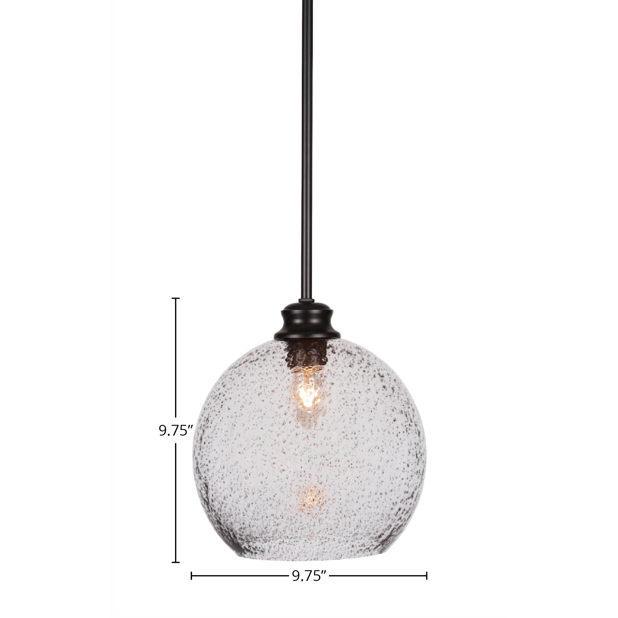 Kimbro One Light Pendant in Matte Black with 9.5" Smoke Bubble Shade