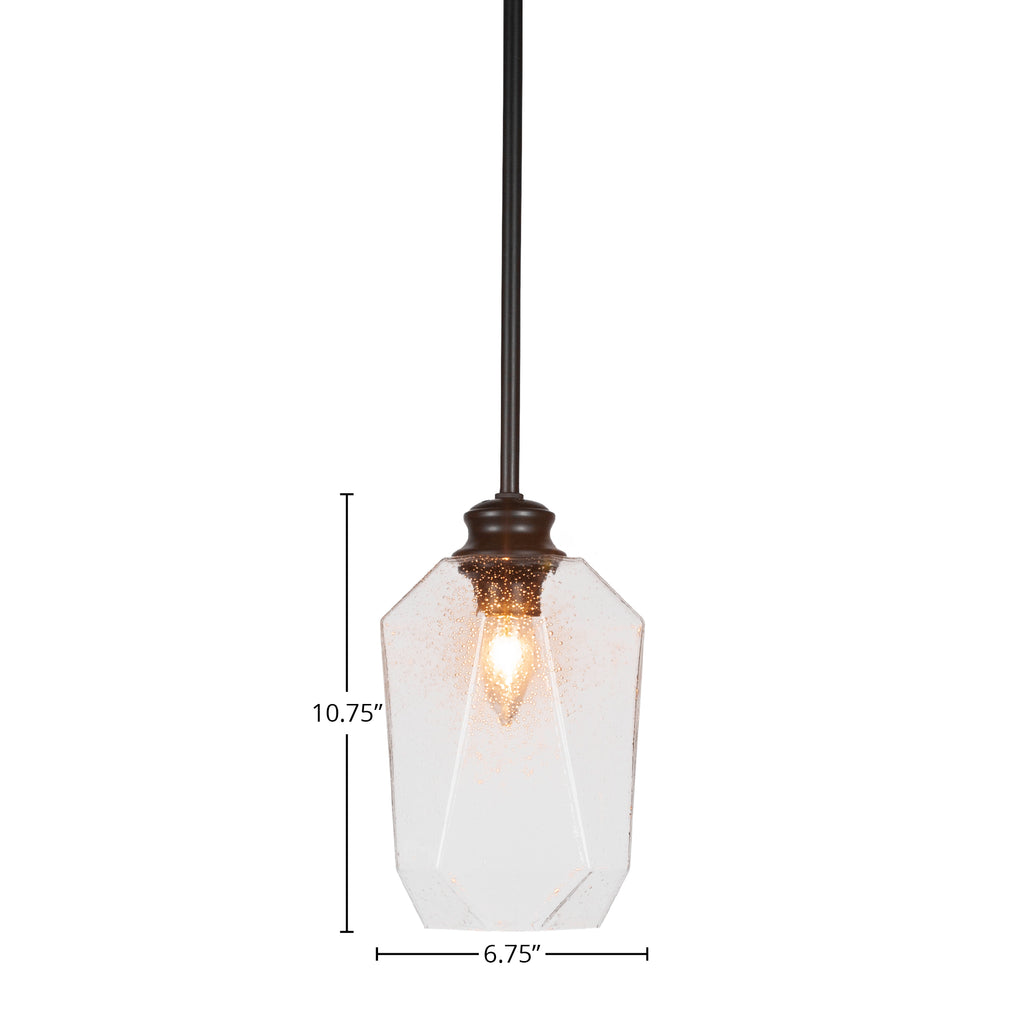 Rocklin One Light Pendant in Matte Black with 6.25" Clear Bubble Shade