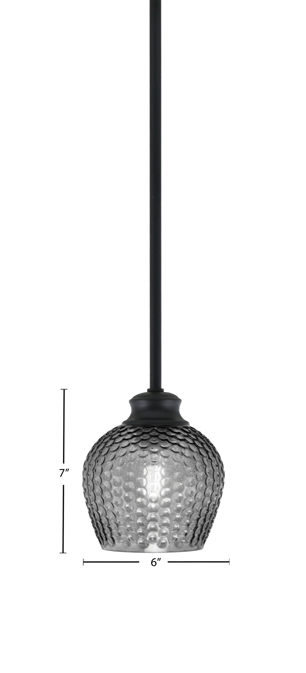 Zola One Light Pendant in Matte Black with 6" Smoke Textured Shade