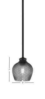 Zola One Light Pendant in Matte Black with 6" Smoke Textured Shade