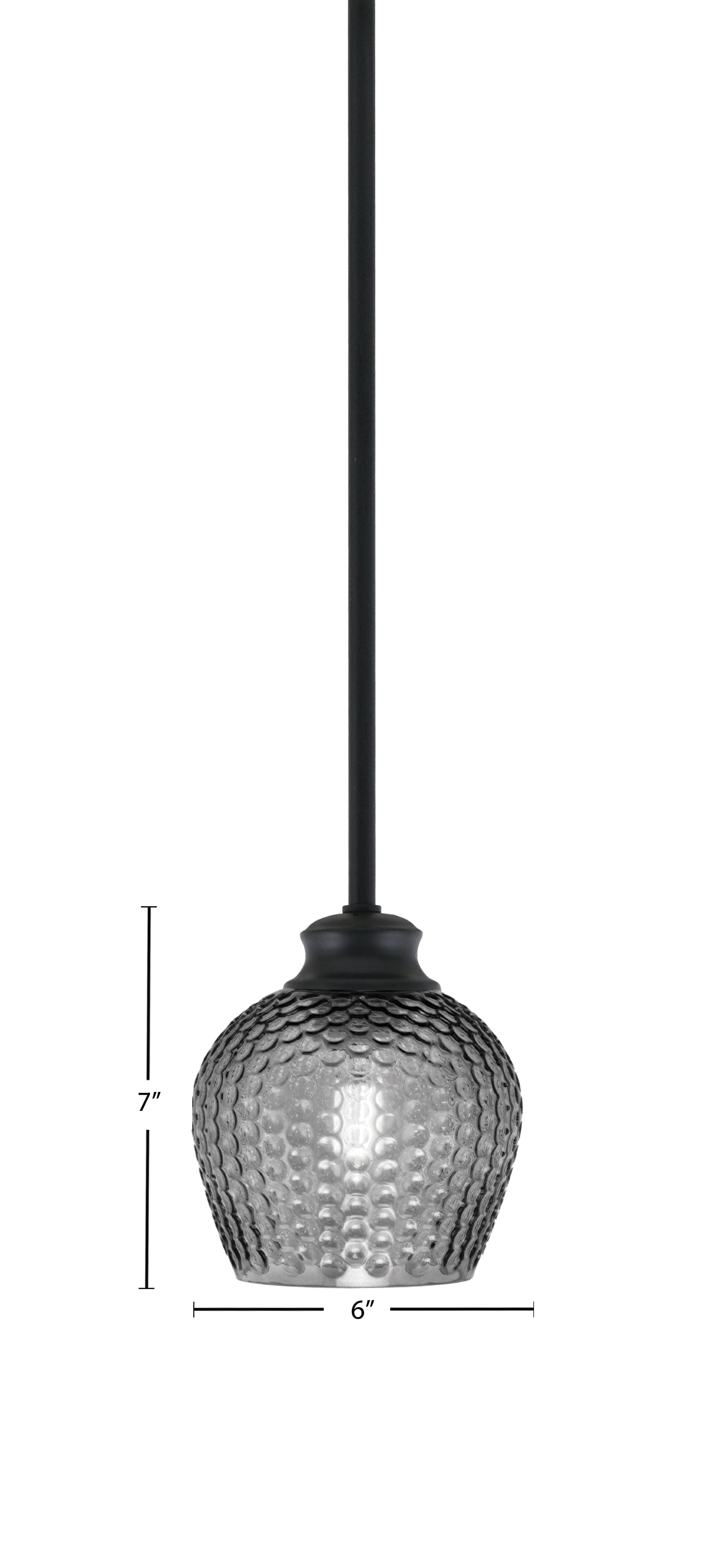 Zola One Light Pendant in Matte Black with 6" Smoke Textured Shade