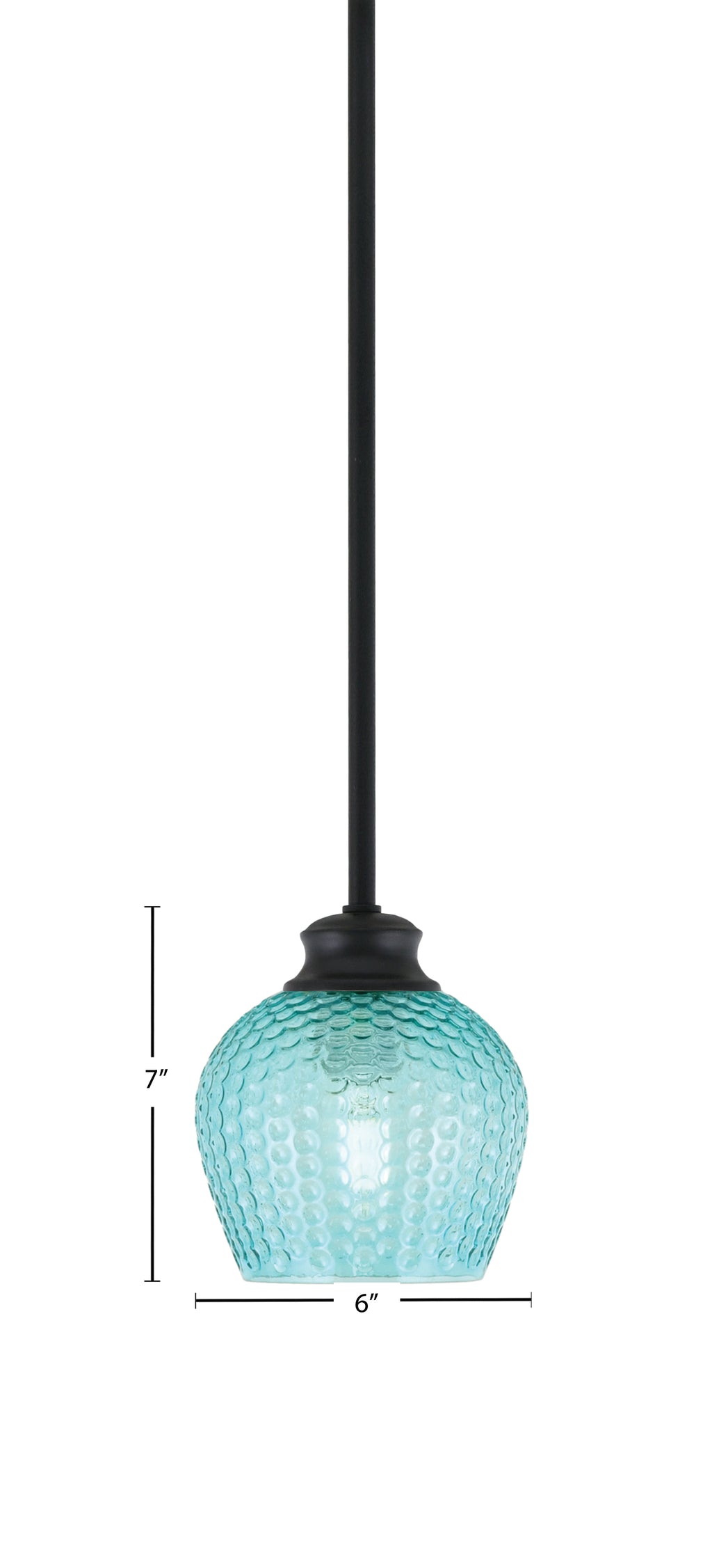 Zola One Light Pendant in Matte Black with 6" Turquoise Textured Shade
