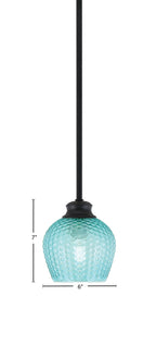 Zola One Light Pendant in Matte Black with 6" Turquoise Textured Shade