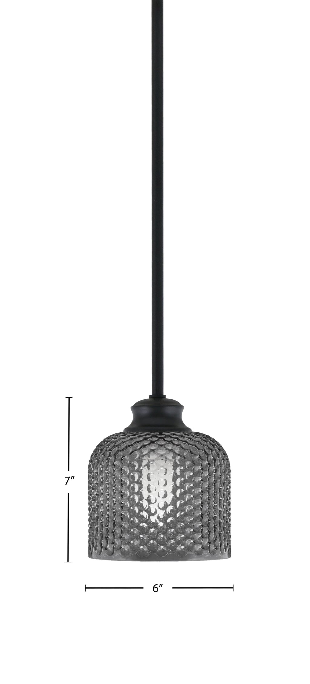 Zola One Light Pendant in Matte Black with 6" Smoke Textured Shade