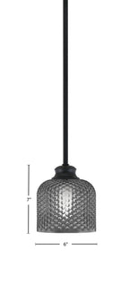 Zola One Light Pendant in Matte Black with 6" Smoke Textured Shade