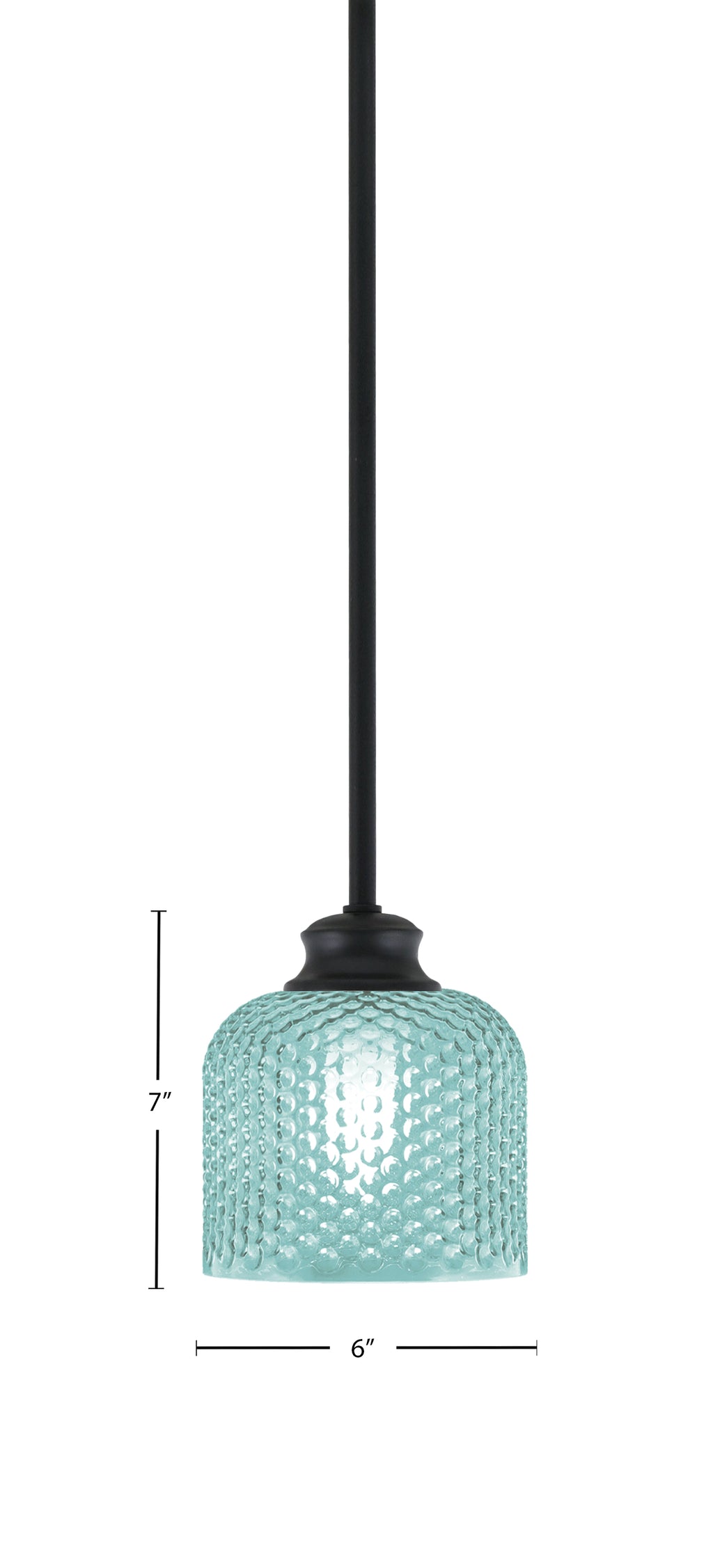 Zola One Light Pendant in Matte Black with 6" Turquoise Textured Shade