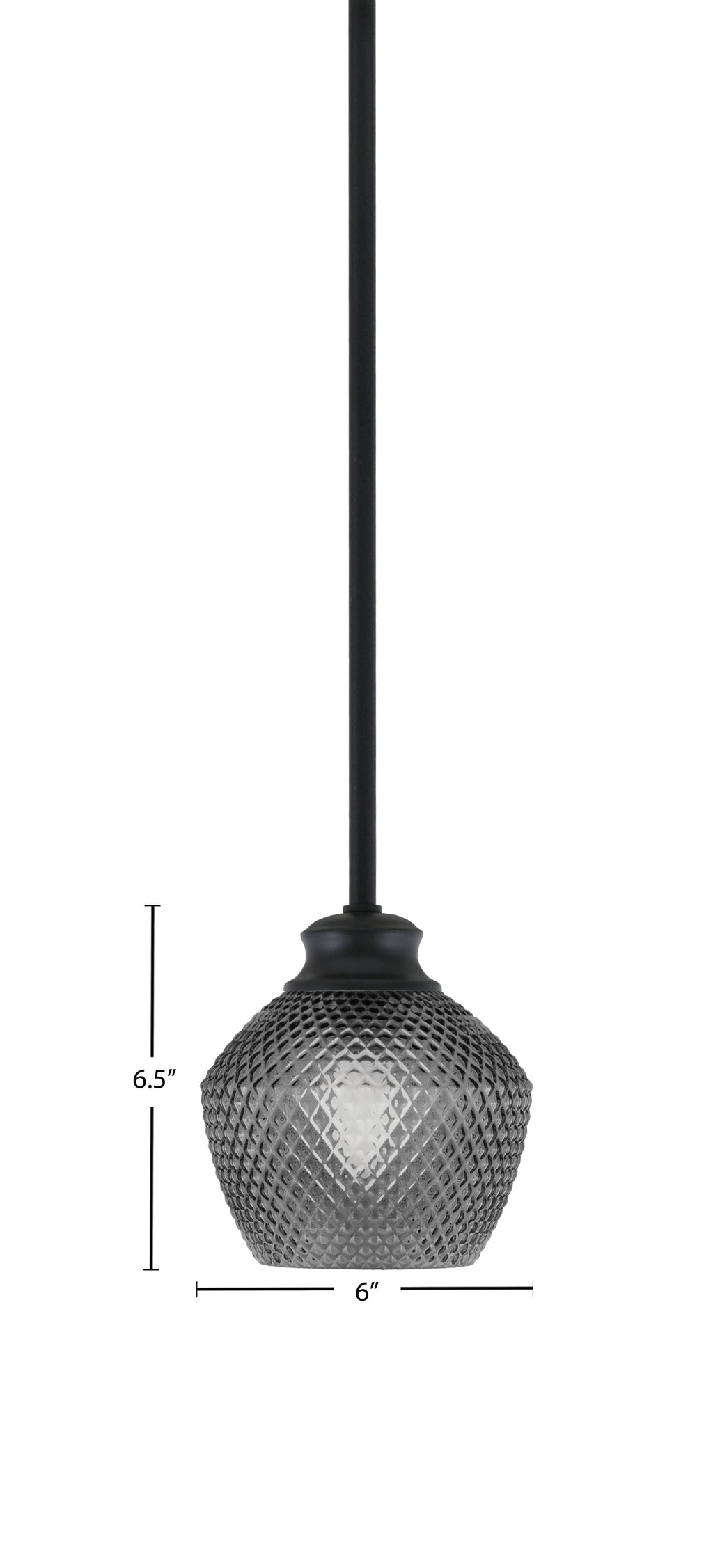 Zola One Light Pendant in Matte Black with 6" Smoke Textured Shade