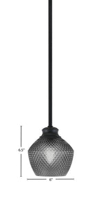 Zola One Light Pendant in Matte Black with 6" Smoke Textured Shade