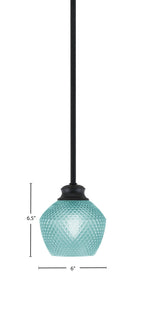 Zola One Light Pendant in Matte Black with 6" Turquoise Textured Shade