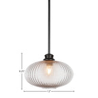 Carina One Light Pendant in Matte Black with 12" Micro Bubble Ribbed Shade