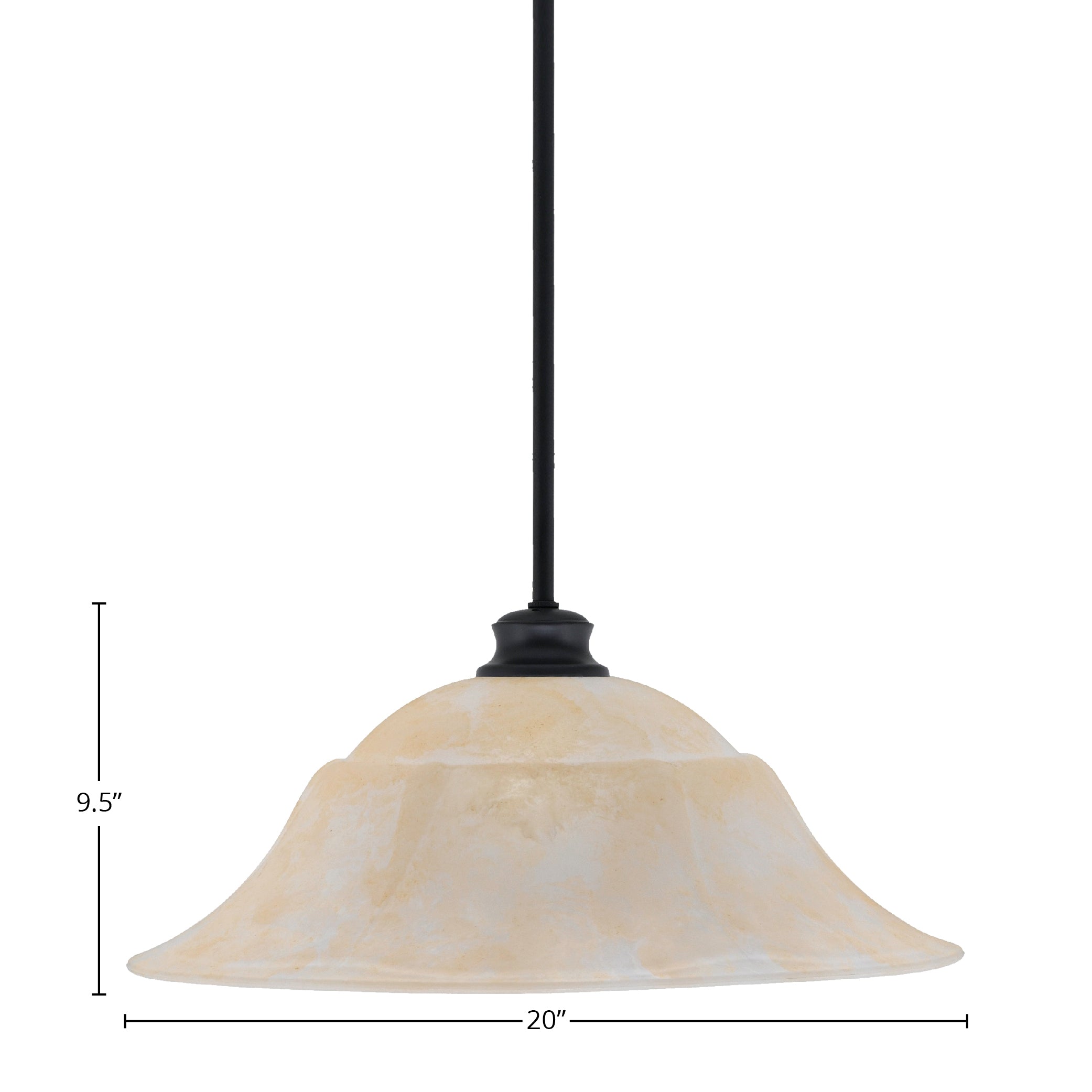 Stem One Light Pendant in Matte Black with 20" Amber Marble Shade
