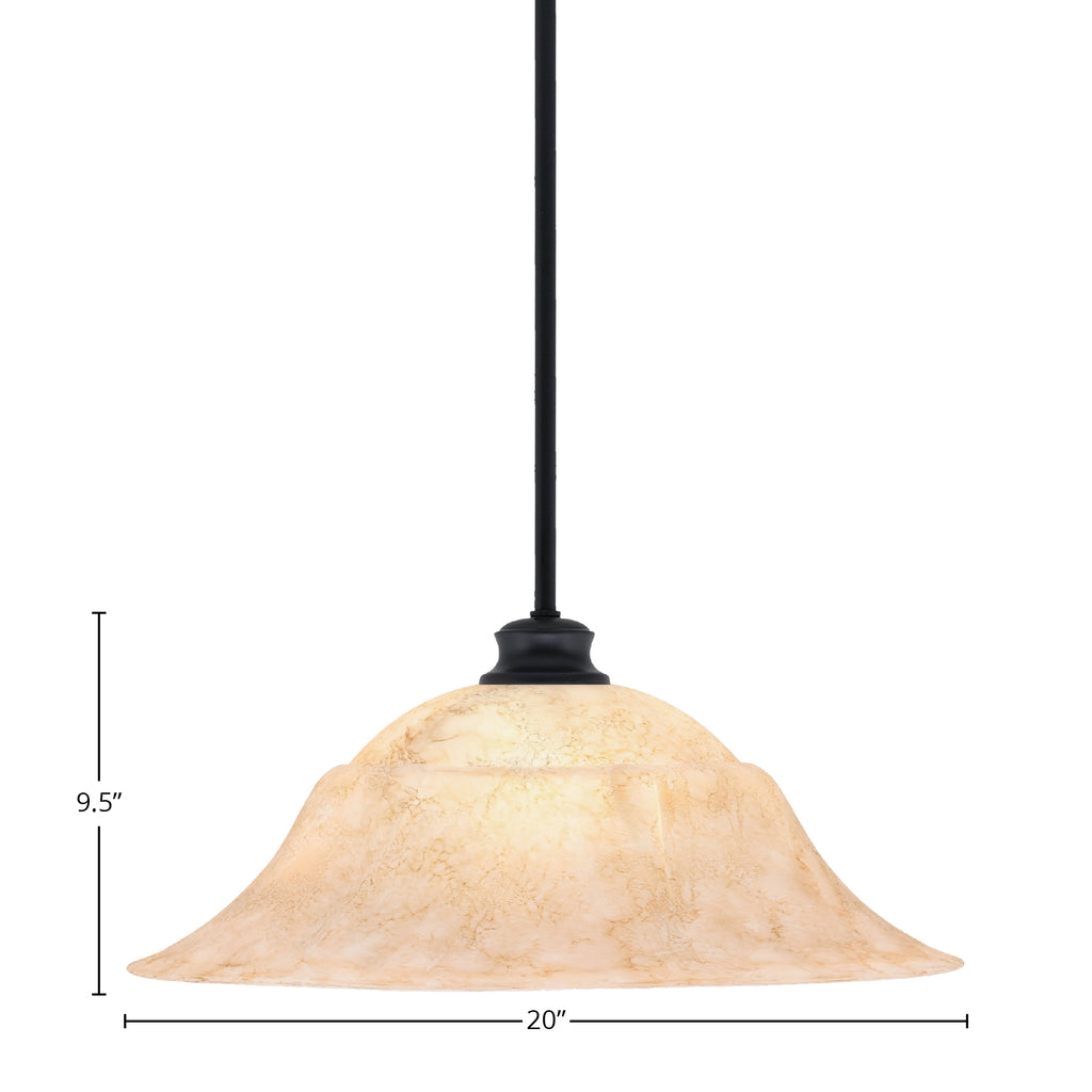 Stem One Light Pendant in Matte Black with 20" Italian Marble Shade