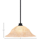 Stem One Light Pendant in Matte Black with 20" Italian Marble Shade