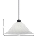 Stem One Light Pendant in Matte Black with 20" White Alabaster Swirl Shade
