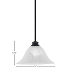 Stem One Light Pendant in Matte Black with 14" White Alabaster Swirl Shade