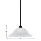 Stem One Light Pendant in Matte Black with 20" White Alabaster Swirl Shade